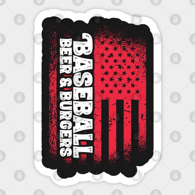 Baseball Beer And Burgers - US Flag design Sticker by theodoros20